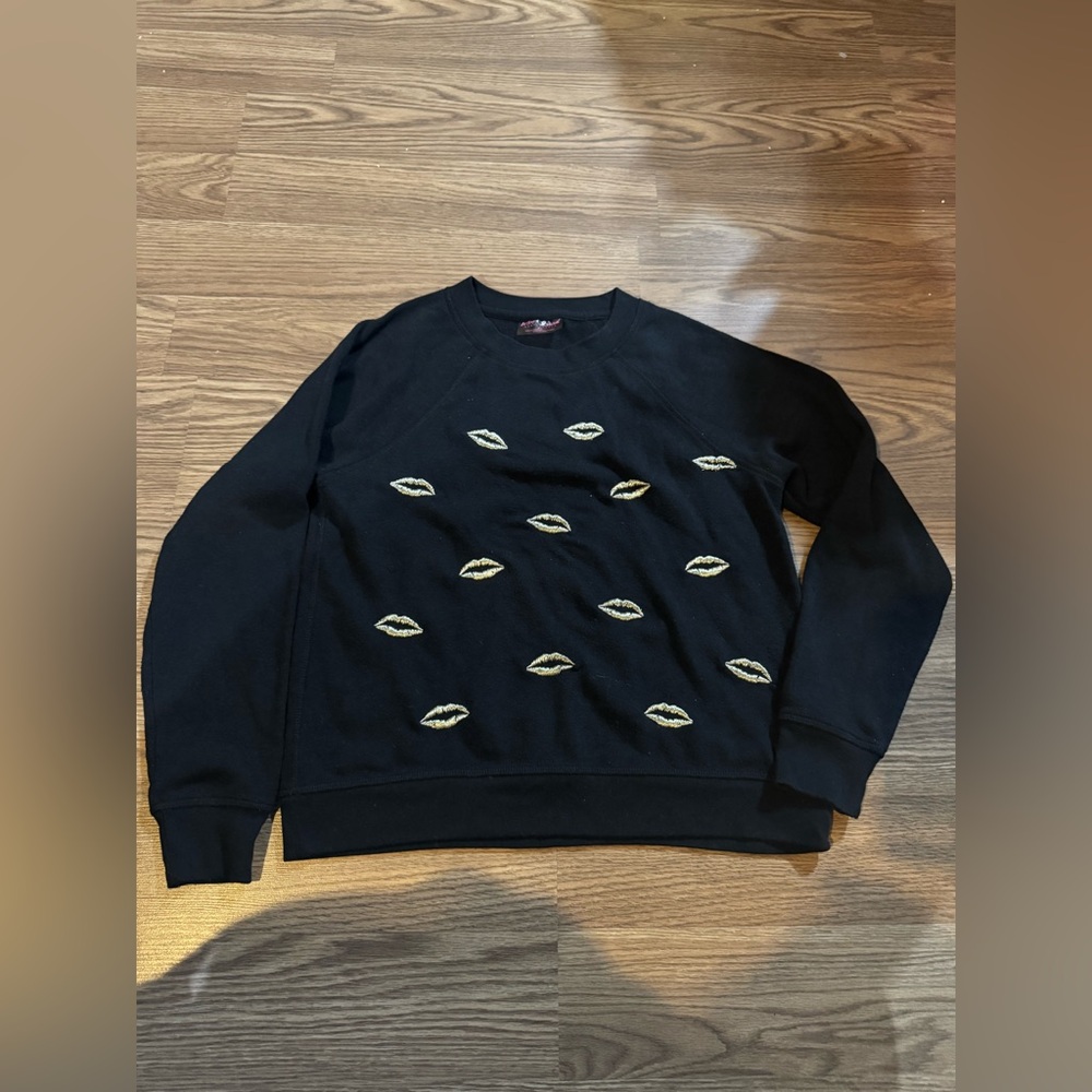 Betsey Johnson Black Sweater With Lip Design